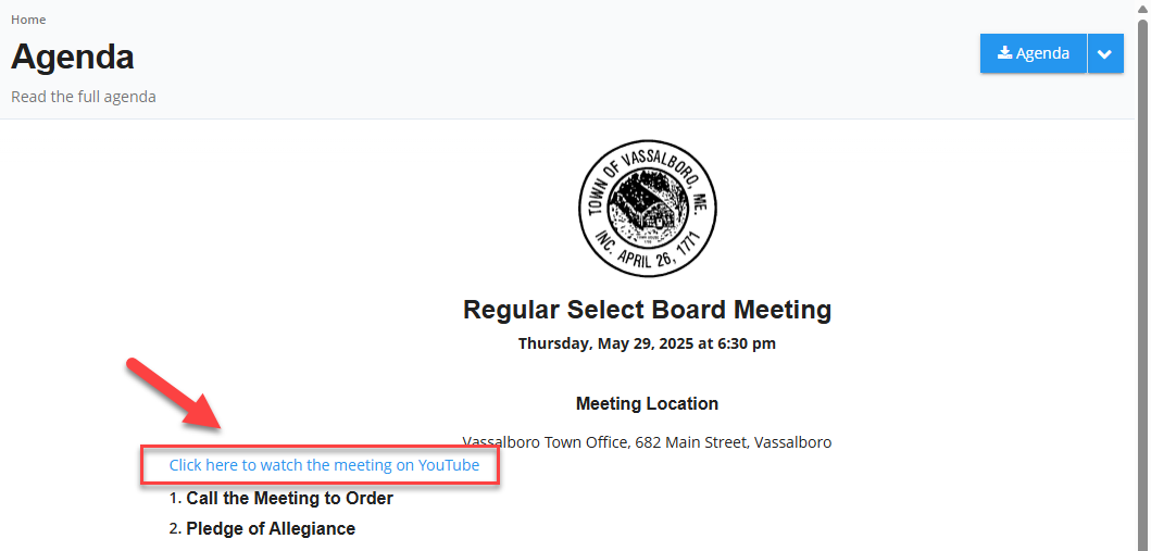 agenda screenshot